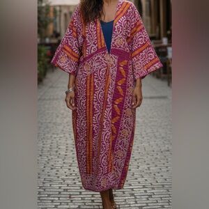 One of a Kind Kantha Quilt Boho Duster/Kimono - Size Large